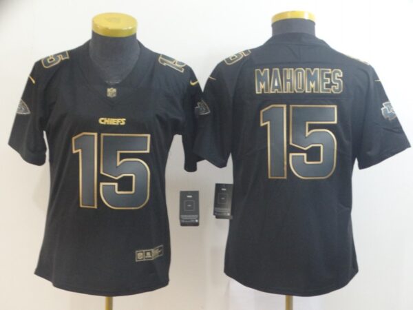 Women Nike Chiefs 15 Patrick Mahomes Black Gold Women Vapor Untouchable Limited Jersey