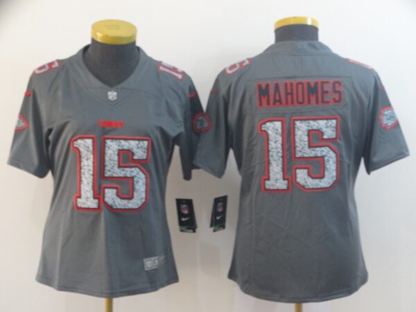 Women Nike Chiefs 15 Patrick Mahomes Gray Camo Women Vapor Untouchable Limited Jersey