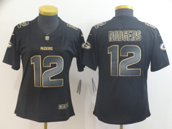 Women Nike Packers 12 Aaron Rodgers Black Women Gold Vapor Untouchable Limited Jersey