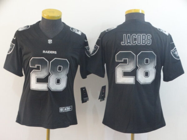 Women Nike Raiders 28 Josh Jacobs Black Arch Smoke Women Vapor Untouchable Limited Jersey