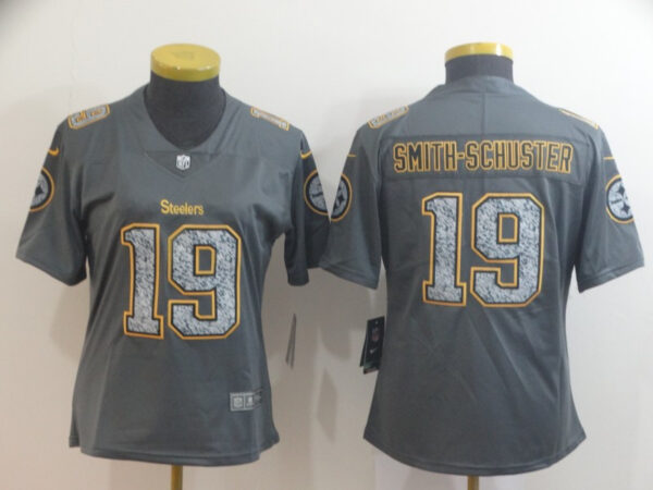 Women Nike Steelers 19 JuJu Smith-Schuster Gray Camo Women Vapor Untouchable Limited Jersey