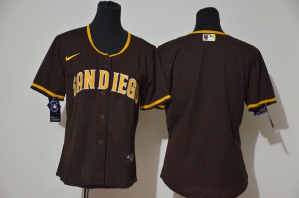 Women Padres Blank White Brown Cool Base Jerseys