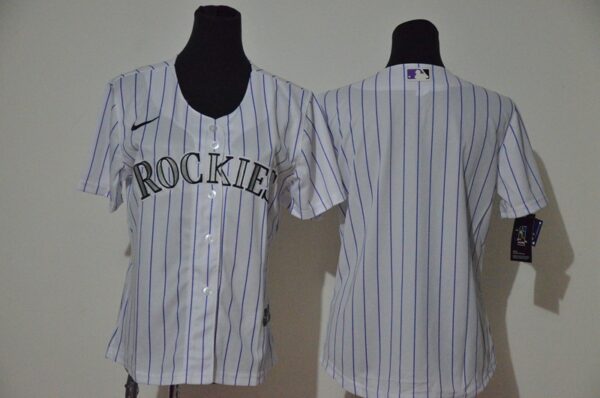 Women Rockies Blank White Women Cool Base Jersey