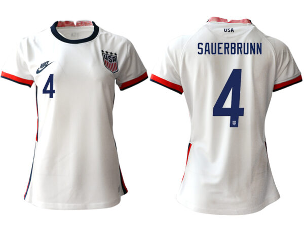 Women's USA #4 Saurbrunn Home Jersey