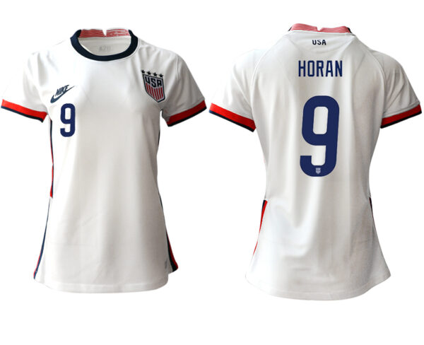 Women's USA #9 Horan Home Jersey