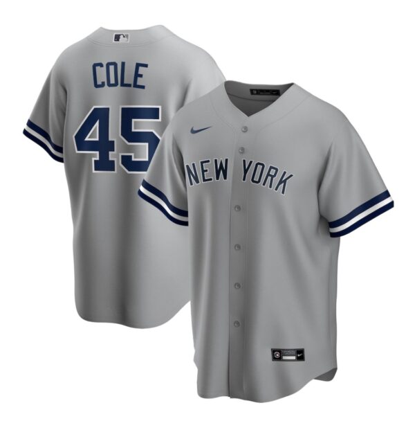 Yankees 45 Gerrit Cole Gray 2020 Nike Cool base Jersey