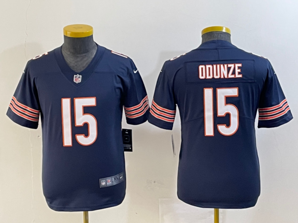 Youth Chicago Bears #15 Rome Odunze Navy 2024 Draft Vapor Stitched Jersey(Run Small)1