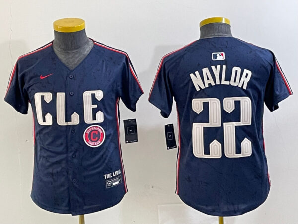 Youth Cleveland Guardians #22 Josh Naylor Navy 2024 City Connect Limited Stitched Jerseys