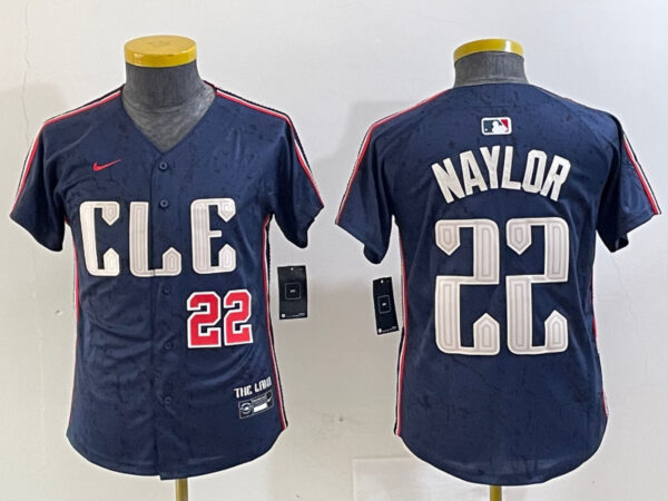 Youth Cleveland Guardians #22 Josh Naylor Navy 2024 City Connect Limited Stitched jerseys