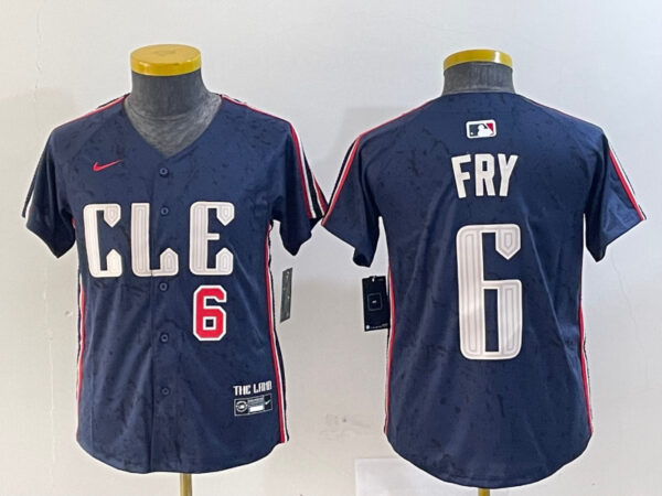 Youth Cleveland Guardians #6 David Fry Navy 2024 City Connect Limited Stitched Jerseys