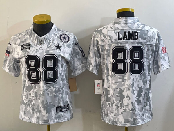 Youth Dallas Cowboys #88 CeeDee Lamb 2024 F.U.S.E Arctic Camo Salute To Service Limited Stitched Football Jersey