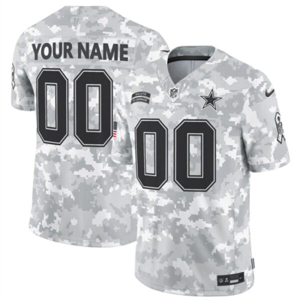 Youth Dallas Cowboys Active Player Custom 2024 F.U.S.E Arctic Camo Salute To Service Limited Stitched Football Jersey