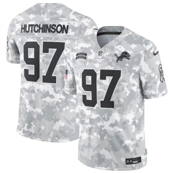 Youth Detroit Lions #97 Aidan Hutchinson 2024 F.U.S.E Arctic Camo Salute To Service Limited Stitched Jersey