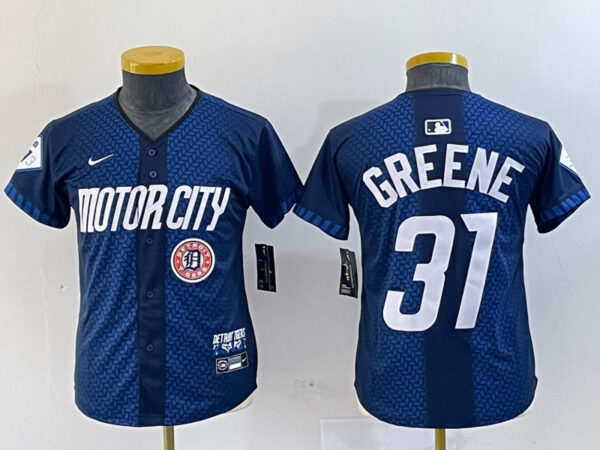 Youth Detroit Tigers #31 Riley Greene 2024 Navy City Connect Cool Base Limited Stitched Jerseys