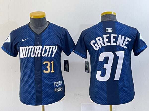 Youth Detroit Tigers #31 Riley Greene 2024 Navy City Connect Cool Base Limited Stitched Jerseys