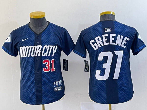 Youth Detroit Tigers #31 Riley Greene 2024 Navy City Connect Cool Base Limited Stitched Jerseys