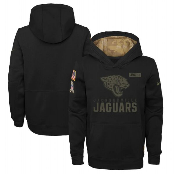 Youth Jacksonville Jaguars Nike Youth 2020 Salute to Service Pullover Performance Hoodie Black