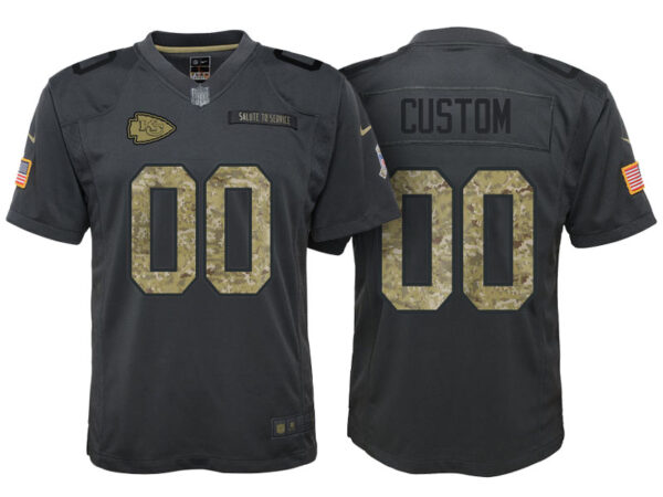 Youth Kansas City Chiefs Anthracite Customized Camo 2016 Salute to Service Jersey