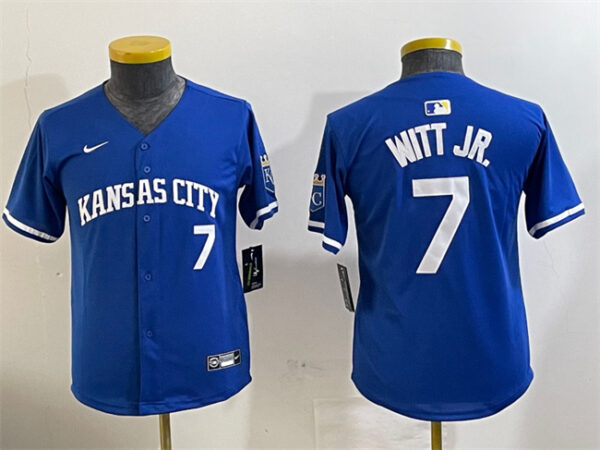 Youth Kansas City Royals #7 Bobby Witt Jr. Royal Limited Stitched Baseball Jersey