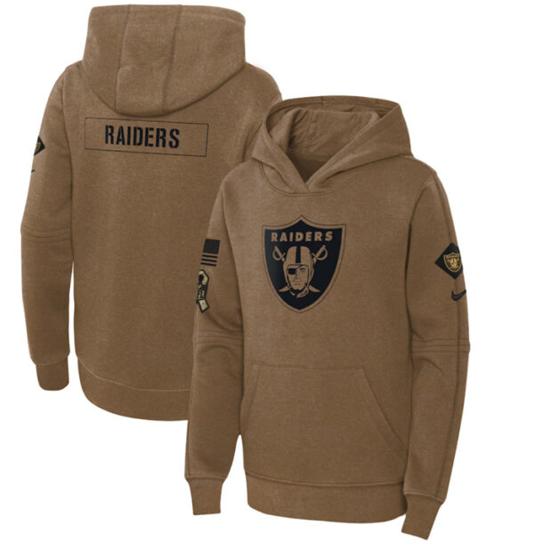 Youth Las Vegas Raiders 2023 Brown Salute To Service Pullover Hoodie