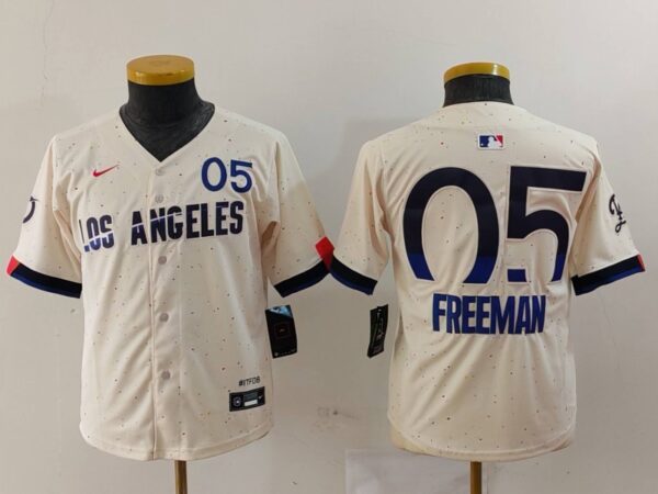 Youth Los Angeles #5 Freddie Freeman Dodgers Cream 2024 City Connect Limited Stitched Baseball Jerseys