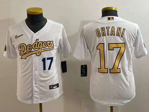 Youth Los Angeles Dodgers #17 Shohei Ohtani White Flex Base Stitched Baseball Jersey