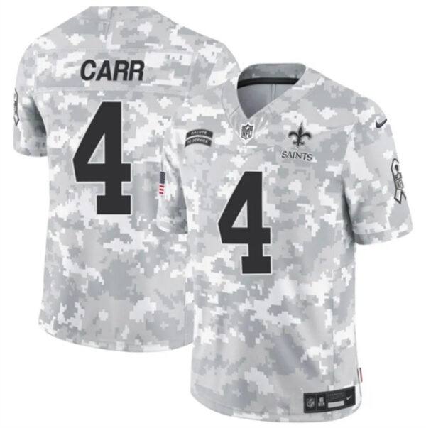 Youth New Orleans Saints #4 Derek Carr 2024 F.U.S.E Arctic Camo Salute To Service Limited Stitched Football Jersey