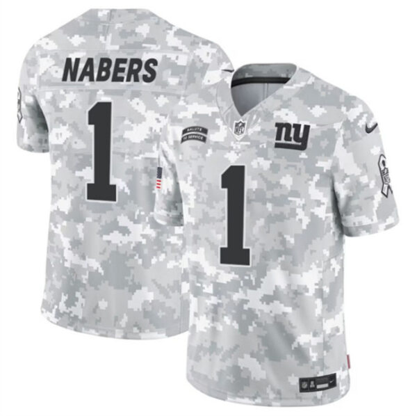 Youth New York Giants #1 Malik Nabers 2024 F.U.S.E Arctic Camo Salute To Service Limited Stitched Football Jersey