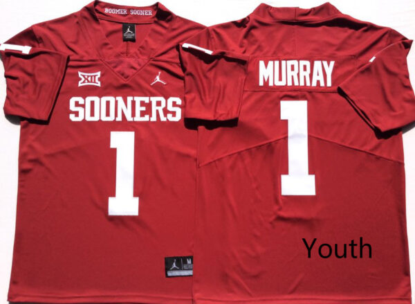 Youth Oklahoma Sooners 1 Kyler Murray Red Youth College Football Jersey