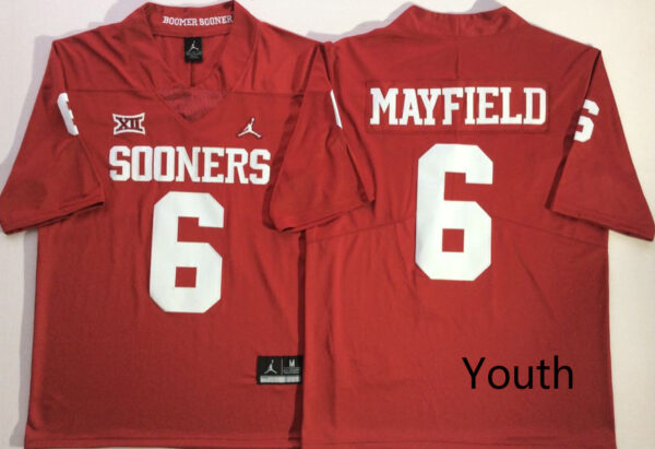 Youth Oklahoma Sooners 6 Baker Mayfield Red Youth College Football Jersey