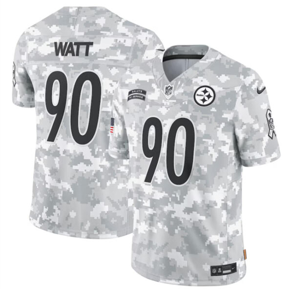 Youth Pittsburgh Steelers #90 T. J. Watt 2024 F.U.S.E Arctic Camo Salute To Service Limited Stitched Football Jersey