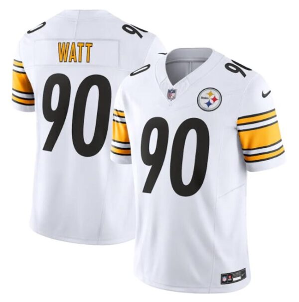 Youth Pittsburgh Steelers #90 T. J. Watt White 2023 F.U.S.E. Vapor Untouchable Limited Stitched Football Jersey