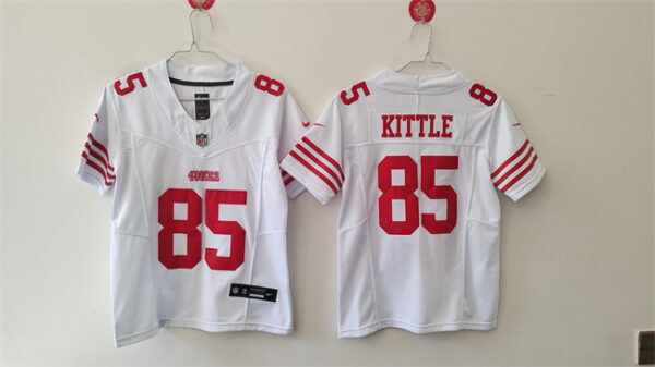 Youth San Francisco 49ers #85 George Kittle White 2024 F.U.S.E. Vapor Untouchable Limited Stitched Football Jersey