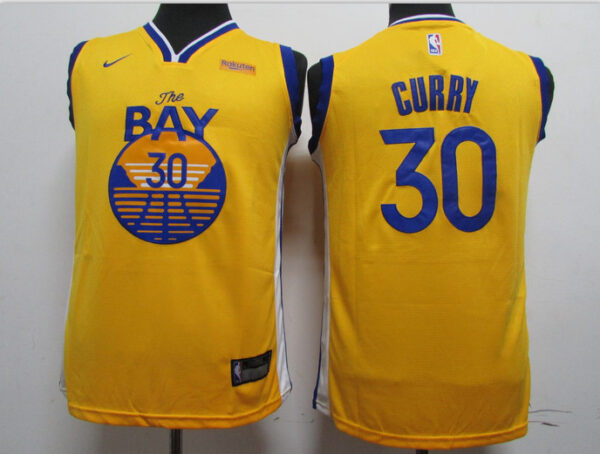 Youth Warriors 30 Stephen Curry Yellow Youth 2020 New Nike Swingman Jersey