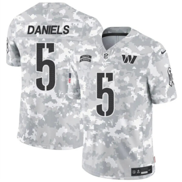 Youth Washington Commanders #5 Jayden Daniels 2024 F.U.S.E Arctic Camo Salute To Service Limited Stitched Football Jersey