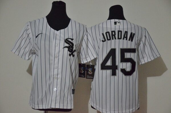 Youth White Sox 45 Michael Jordan White Youth 2020 Nike Cool Base Jersey