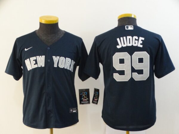 Youth Yankees 99 Aaron Judge Navy Youth 2020 Nike Cool Base Jersey