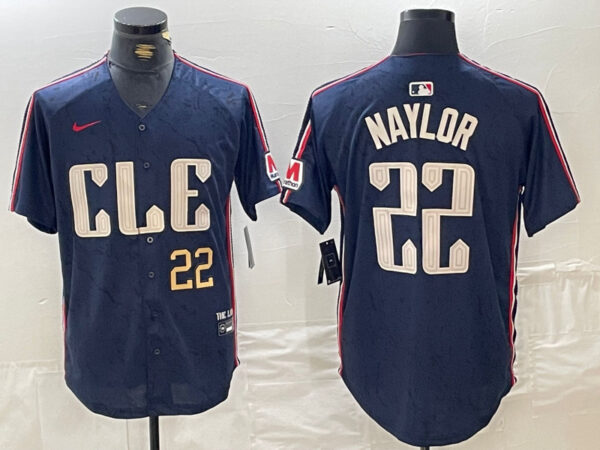 men's cleveland guardians #22 josh naylor navy 2024 city connect limited stitched baseball jersey