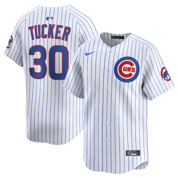 Men's Chicago Cubs #30 Kyle Tucker White Home Limited Stitched Baseball Jersey