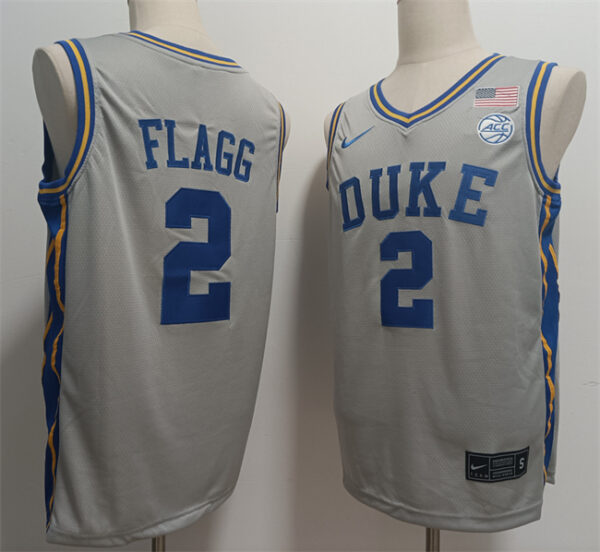 Men's Duke Blue Devils #2 Cooper Flagg Grey Stitched Basketball Jersey