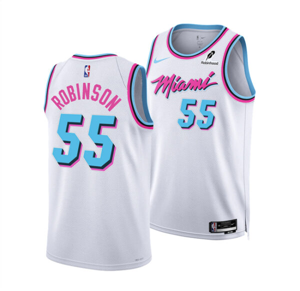 Men's Miami Heat #55 Duncan Robinson White 2024 25 City Edition Stitched Basketball Jersey