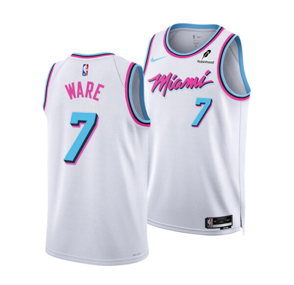 Men's Miami Heat #7 Kel'el Ware White 2024 25 City Edition Stitched Basketball Jersey