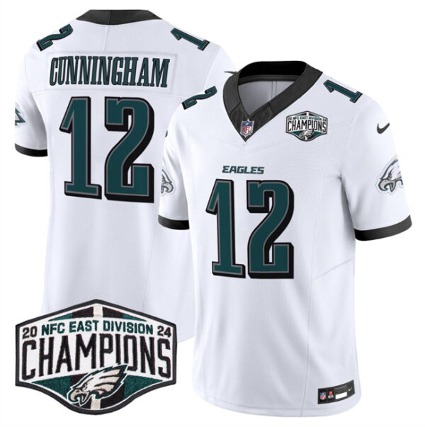 Men's Philadelphia Eagles #12 Randall Cunningham White 2024 New NFC East Champions F.U.S.E. Vapor Untouchable Limited Stitched Football Jersey