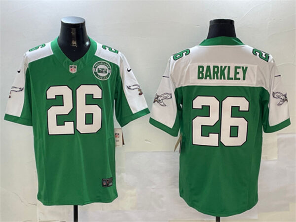 Men's Philadelphia Eagles #26 Saquon Barkley Green White 2024 F.U.S.E. With Patch Vapor Untouchable Limited Stitched Football Jersey