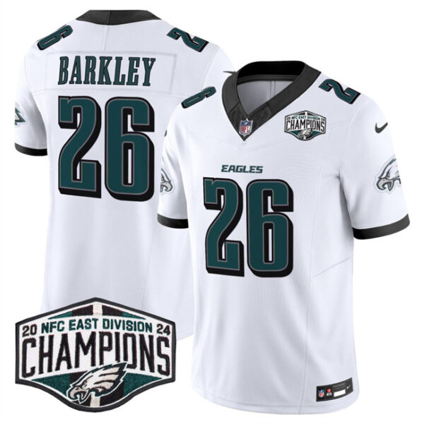 Men's Philadelphia Eagles #26 Saquon Barkley White 2024 New NFC East Champions F.U.S.E. Vapor Untouchable Limited Stitched Football Jersey