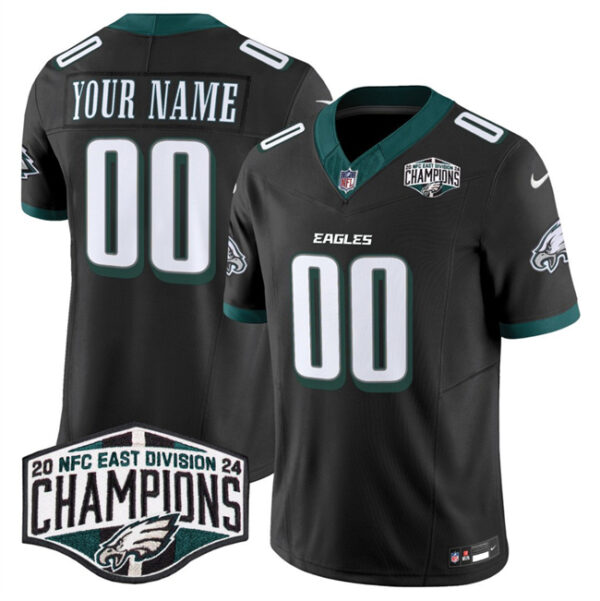 Men's Philadelphia Eagles Active Player Custom Black 2024 New NFC East Champions F.U.S.E. Vapor Untouchable Limited Stitched Football Jersey