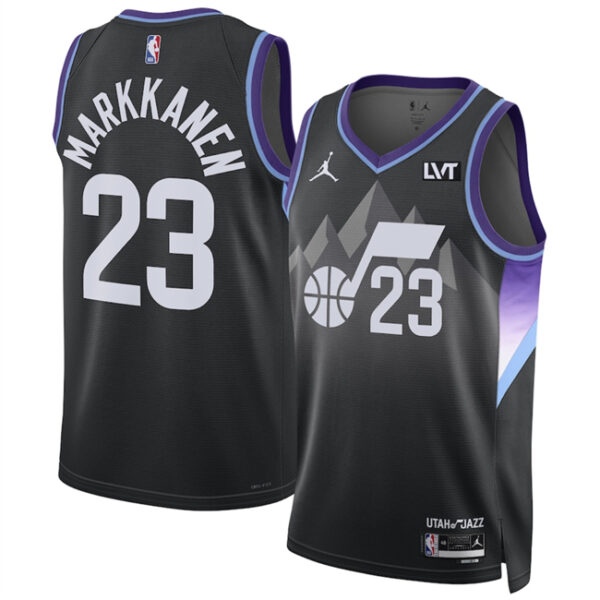 Men's Utah Jazz #23 Lauri Markkanen Purple 2024 25 Statement Edition Stitched Basketball Jersey