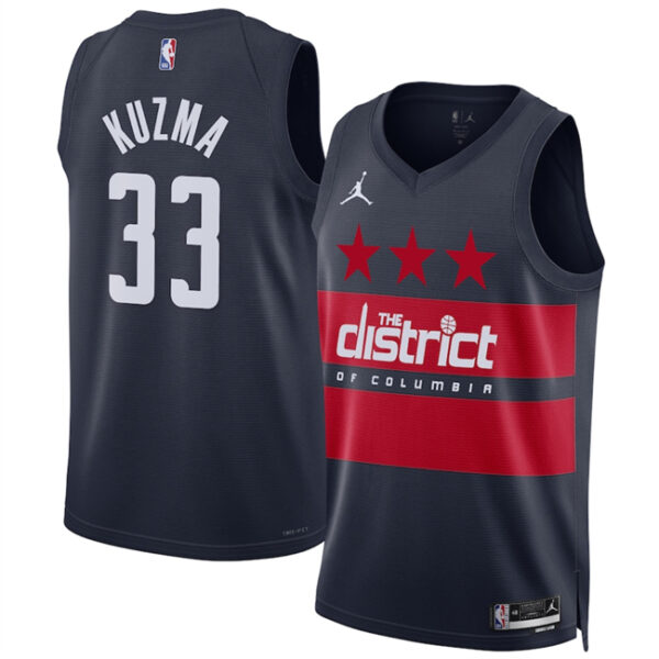 Men's Washington Wizards #33 Kyle Kuzma Navy 2024 25 Statement Edition Stitched Basketball Jersey