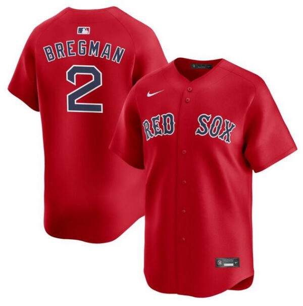 Men's Boston Red Sox #2 Alex Bregman Red 2024 Alternate Limited Stitched Baseball Jersey