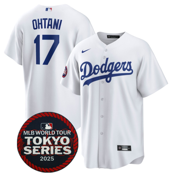 Men's Los Angeles Dodgers #17 Shohei Ohtani White 2025 World Tour Tokyo Series Home Stitched Baseball Jersey